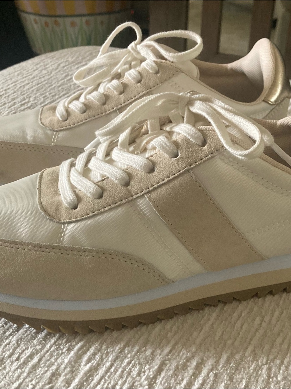 J. Crew Cream and White Athletic Sneakers